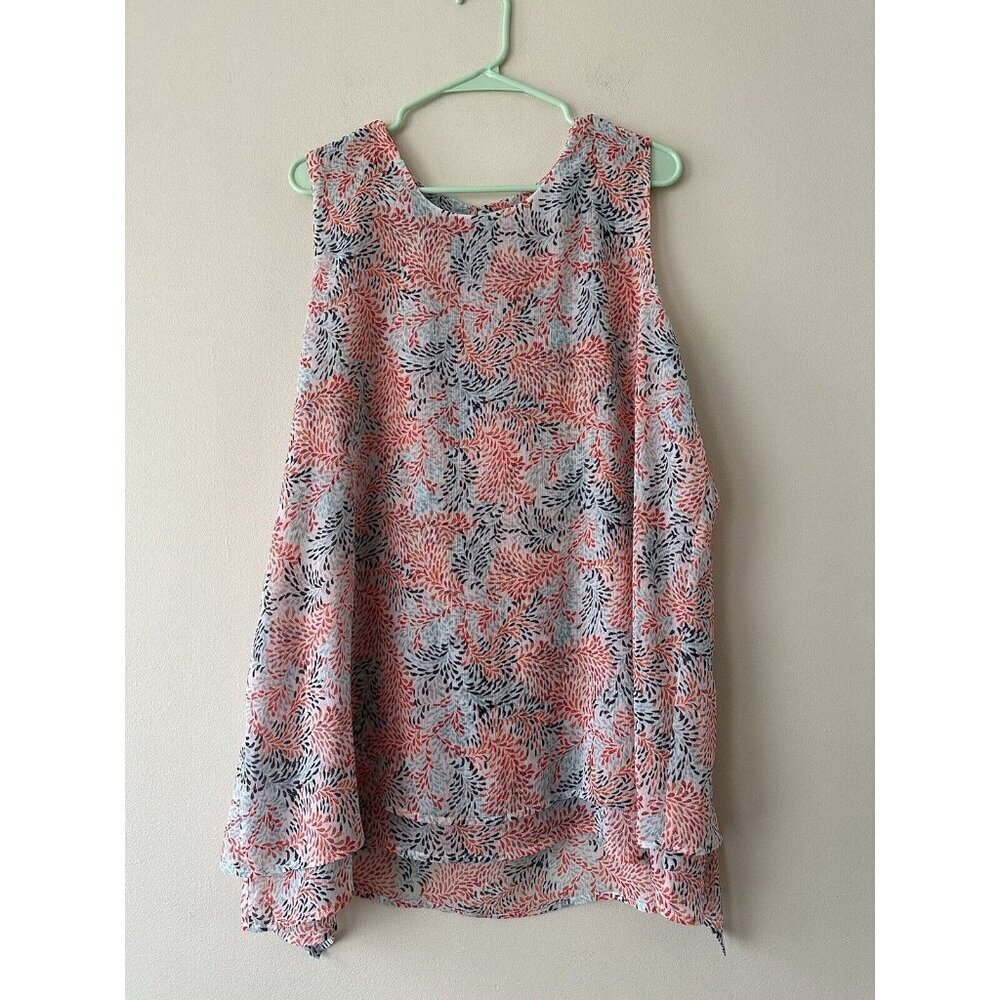 Fever Women's Double Layer Sleeveless Blouse, Size XXL Lightweight Relaxed Fit